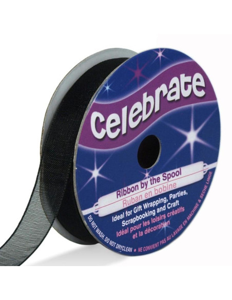Cinta de organza Celebrate negra - 9 mm x 8 m