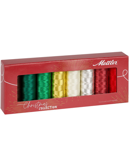 Estuche de 8 hilos de coser metalizados X-Mas Collection Mettler ®