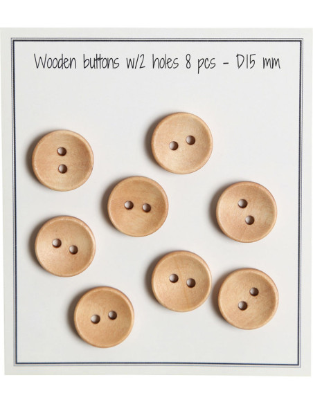 Paquete de 8 botones de madera deep 15 mm