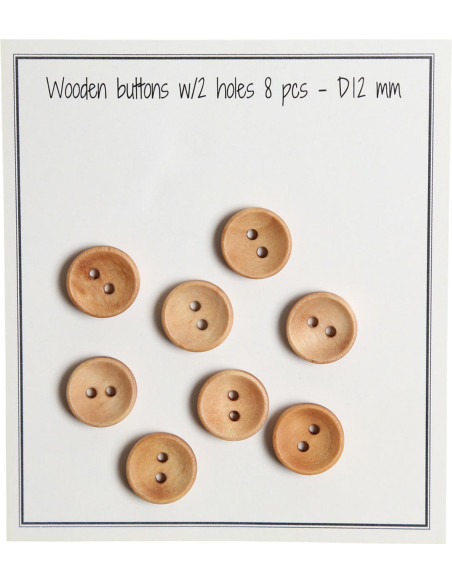 Paquete de 8 botones de madera deep 12 mm