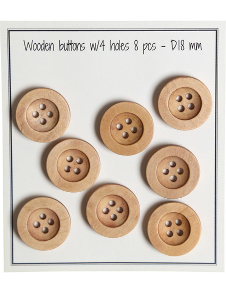 Paquete de 8 botones de madera con ranura redonda de 18 mm