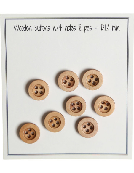 Paquete de 8 botones de madera con ranura redonda de 12 mm