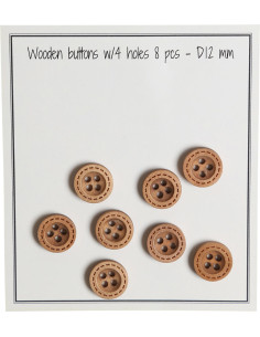 Paquete de 8 botones de madera con ranuras redondeadas de 12 mm