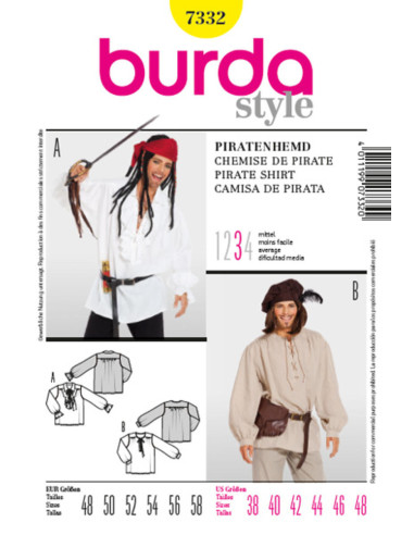 Patrón de camisa de pirata - Burda 7332