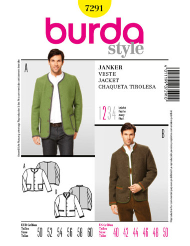 Patrón de chaqueta con botones - Burda 7291