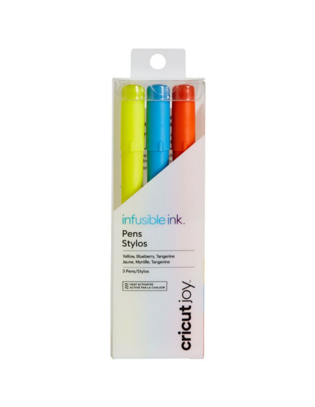 Bolígrafos amarillo, azul y naranja Infusible Ink Cricut Joy