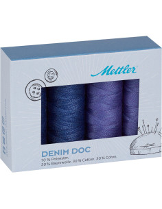 Estuche de 4 hilos de coser Denim Mettler