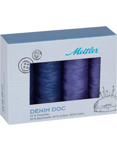 Estuche de 4 hilos de coser Denim Mettler
