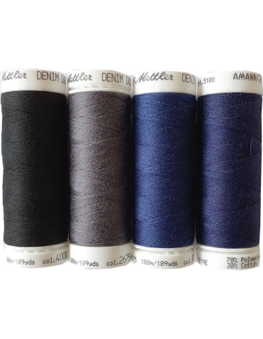 Estuche de 4 hilos para coser Denim oscuro Mettler