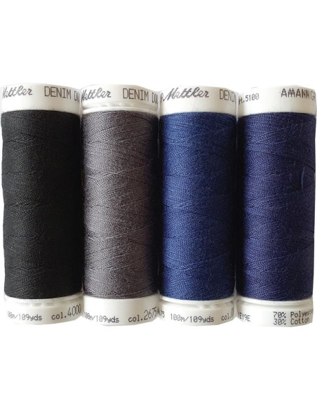 Estuche de 4 hilos para coser Denim oscuro Mettler
