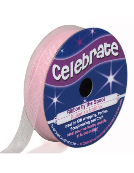 Cinta de organza Celebrate rosa - 9 mm x 8 m
