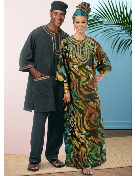 Patrón de túnica, caftán, pantalón, sombrero y turbante - Butterick 6748