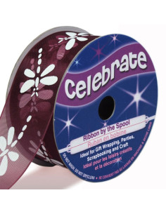 Cinta de organza Celebrate libélula ciruela - 25 mm x 3 m