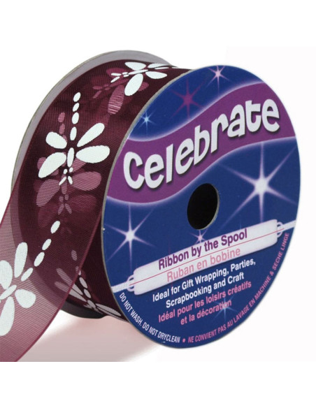 Cinta de organza Celebrate libélula ciruela - 25 mm x 3 m