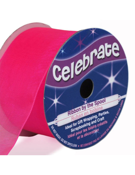 Cinta de organza Celebrate fucsia - 32 mm x 5 m