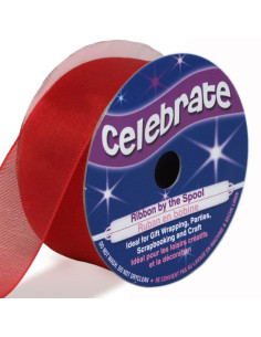 Cinta de organza Celebrate roja - 25 mm x 5 m