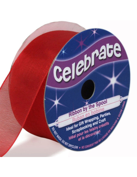 Cinta de organza Celebrate roja - 25 mm x 5 m