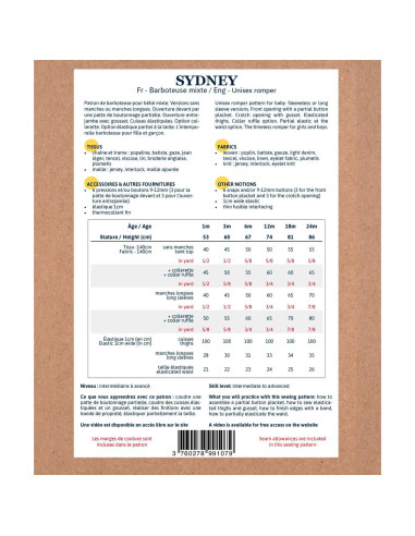 Patrón de pelele Sydney - Ikatee