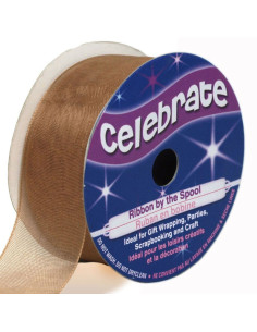 Cinta de organza Celebrate marrón - 25 mm x 5 m