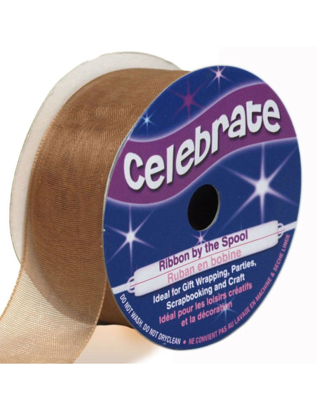 Cinta de organza Celebrate marrón - 25 mm x 5 m