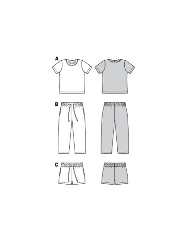 Patrón de camiseta, pantalón y short - Burda 9288