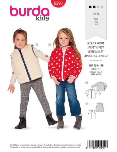 Patrón de chaqueta y chaleco - Burda 9290