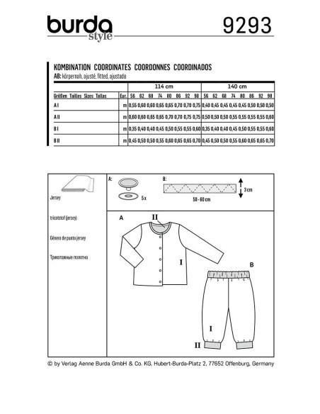 Patrón de chaqueta y pantalón - Burda 9293