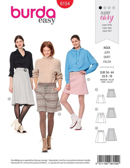 Patrón de falda - Burda 6154