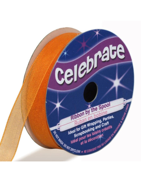 Cinta de organza Celebrate naranja - 9 mm x 8 m