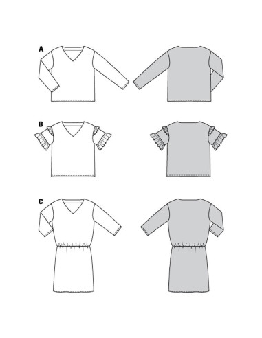Patrón de blusa y vestido - Burda 6155