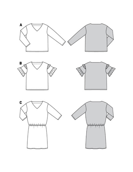 Patrón de blusa y vestido - Burda 6155