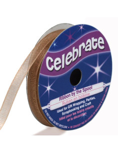 Cinta de organza Celebrate marrón - 6 mm x 8 m