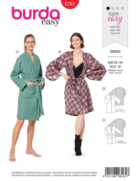 Patrón de kimono - Burda 6161