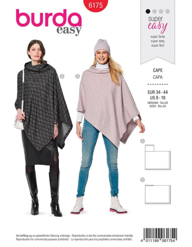 Patrón de capa - Burda 6175