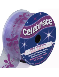 Cinta de organza Celebrate libélula malva - 25 mm x 3 m