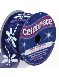 Cinta de organza Celebrate libélula violeta - 25 mm x 3 m