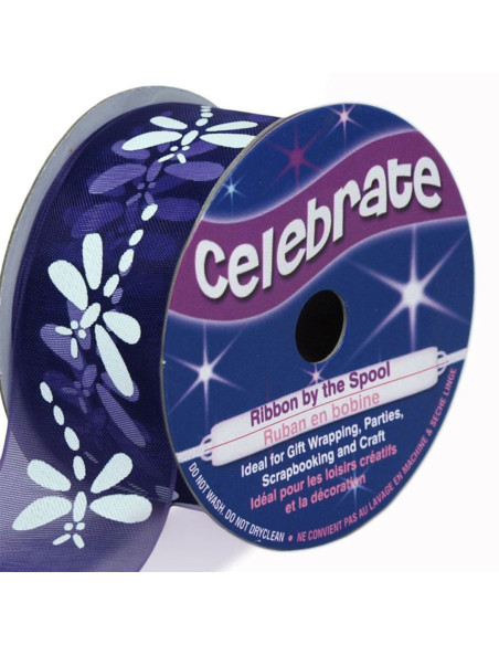 Cinta de organza Celebrate libélula violeta - 25 mm x 3 m