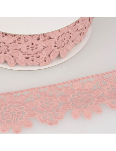 Guipur flores 55 mm - Rosa claro
