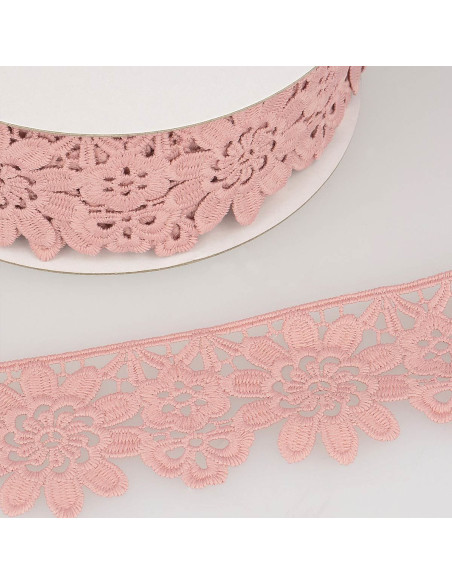 Guipur flores 55 mm - Rosa claro