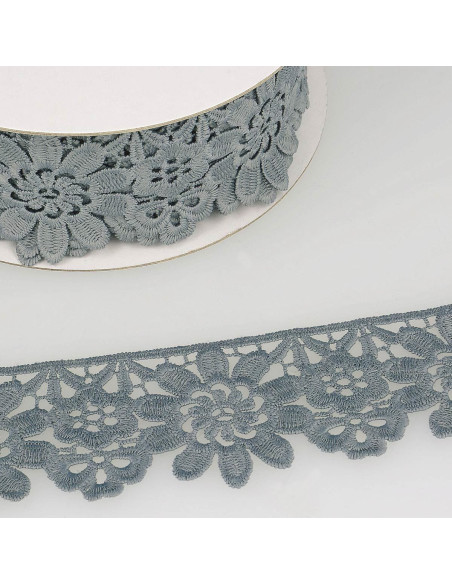 Guipur flores 55 mm - Gris