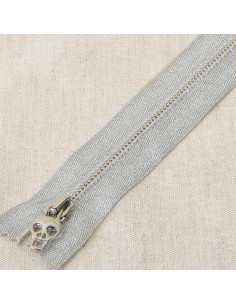 Cierre metálico lurex calavera - Plata