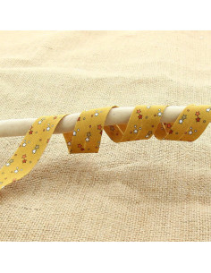 Cinta al bies de estrellas 20 mm - Mostaza