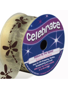 Cinta de organza Celebrate libélula crema - 25 mm x 3 m