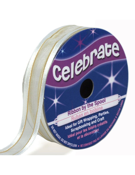 Cinta de organza Celebrate blanca - 12 mm x 5 m