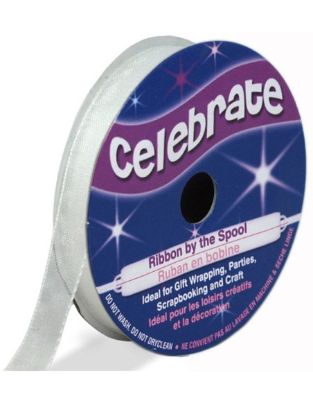 Cinta de organza Celebrate blanca - 6 mm x 8 m