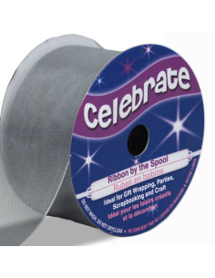 Cinta de organza Celebrate plata - 32 mm x 5 m