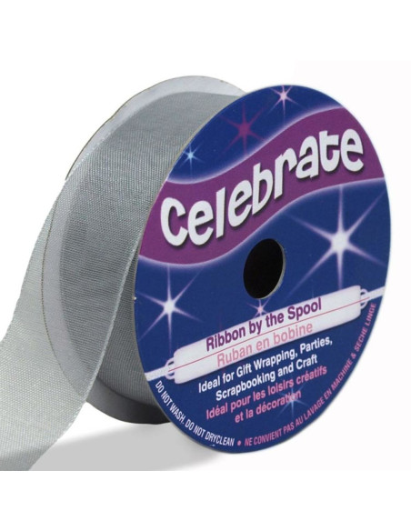 Cinta de organza Celebrate plata - 20 mm x 5 m