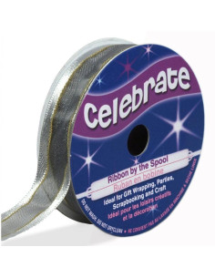 Cinta de organza Celebrate plata - 15 mm x 5 m