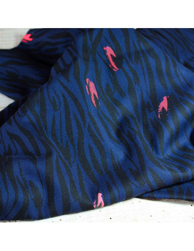 Tejido crepé de viscosa Zebra azul - Églantine & Zoé