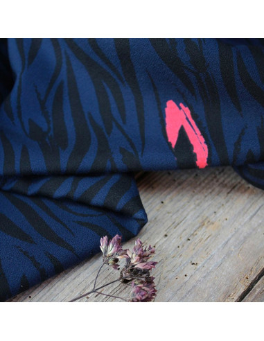 Tejido crepé de viscosa Zebra azul - Églantine & Zoé